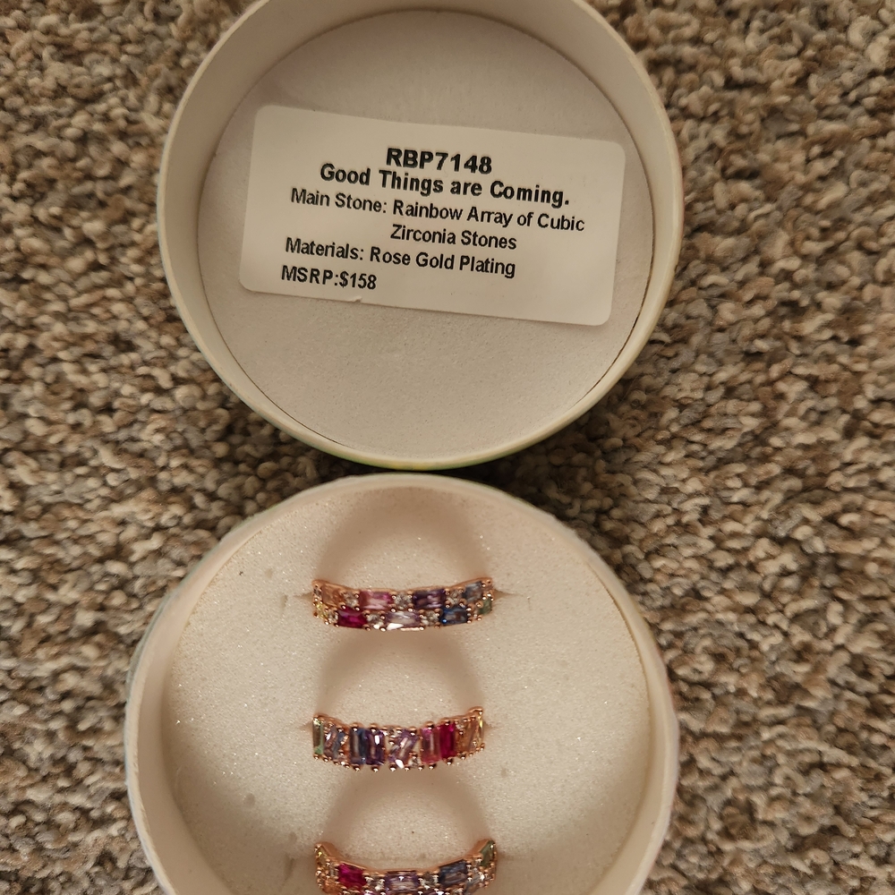 Rose Gold Plated Rainbow Cubic Zirconia Ring